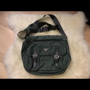 Rafa nylon messenger crossbody bag with saffiano